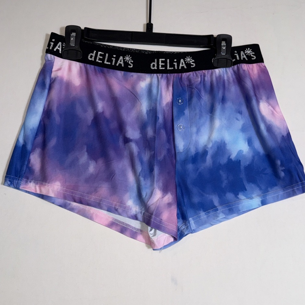 Delia's Women's Tie-Dye Pajama Set Live Your Dream Large Sleepwear NWT Top Short - Picture 7 of 8